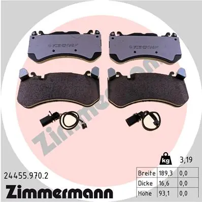Sada brzdových destiček, kotoučová brzda ZIMMERMANN 24455.970.2