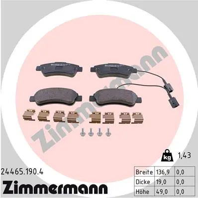 Sada brzdových destiček, kotoučová brzda ZIMMERMANN 24465.190.4