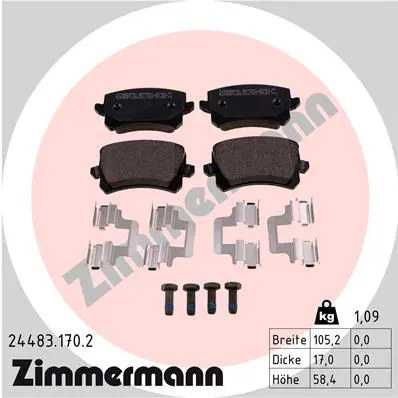 Sada brzdových destiček, kotoučová brzda ZIMMERMANN 24483.170.2