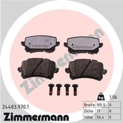Sada brzdových destiček, kotoučová brzda ZIMMERMANN 24483.970.1
