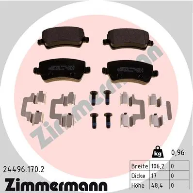 Sada brzdových destiček, kotoučová brzda ZIMMERMANN 24496.170.2