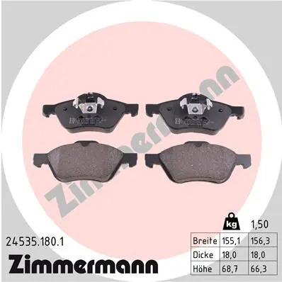 Sada brzdových destiček, kotoučová brzda ZIMMERMANN 24535.180.1