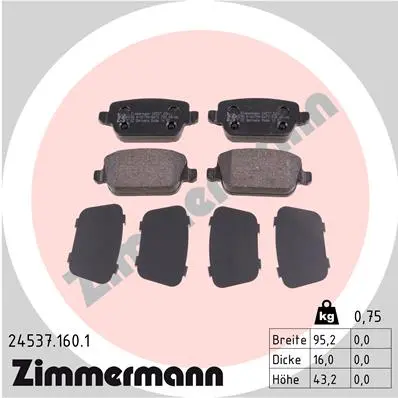 Sada brzdových destiček, kotoučová brzda ZIMMERMANN 24537.160.1