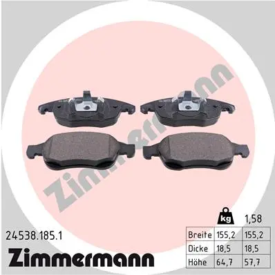 Sada brzdových destiček, kotoučová brzda ZIMMERMANN 24538.185.1