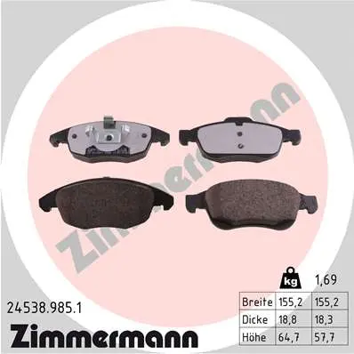 Sada brzdových destiček, kotoučová brzda ZIMMERMANN 24538.985.1