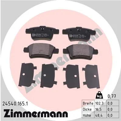 Sada brzdových destiček, kotoučová brzda ZIMMERMANN 24540.165.1