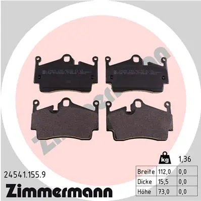 Sada brzdových destiček, kotoučová brzda ZIMMERMANN 24541.155.9