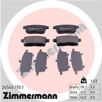 Sada brzdových destiček, kotoučová brzda ZIMMERMANN 24545.170.1