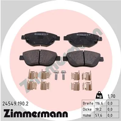 Sada brzdových destiček, kotoučová brzda ZIMMERMANN 24549.190.2