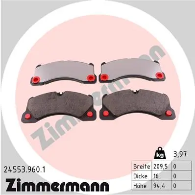 ZIMMERMANN Sada brzdových destiček, kotoučová brzda 245539601