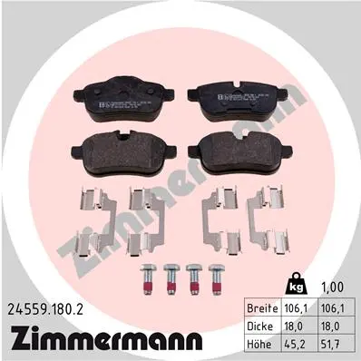 Sada brzdových destiček, kotoučová brzda ZIMMERMANN 24559.180.2