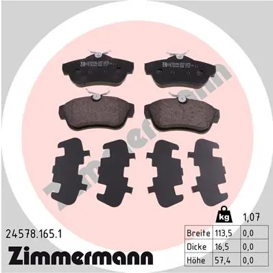 Sada brzdových destiček, kotoučová brzda ZIMMERMANN 24578.165.1