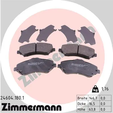 Sada brzdových destiček, kotoučová brzda ZIMMERMANN 24604.180.1