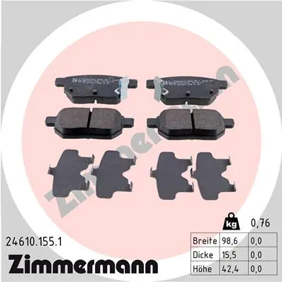 Sada brzdových destiček, kotoučová brzda ZIMMERMANN 24610.155.1