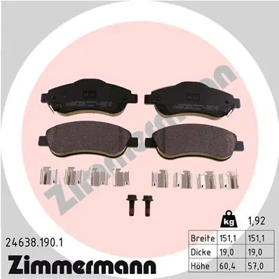 Sada brzdových destiček, kotoučová brzda ZIMMERMANN 24638.190.1