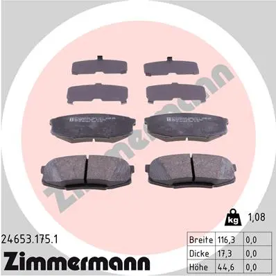 Sada brzdových destiček, kotoučová brzda ZIMMERMANN 24653.175.1