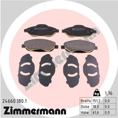 Sada brzdových destiček, kotoučová brzda ZIMMERMANN 24660.180.1