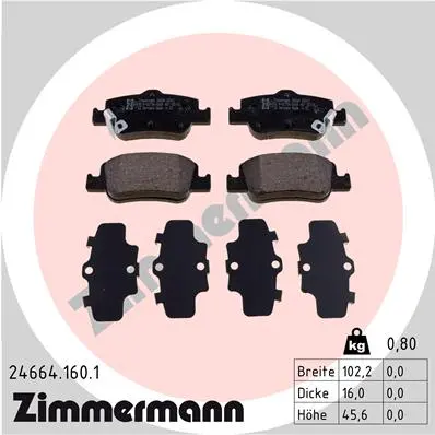 Sada brzdových destiček, kotoučová brzda ZIMMERMANN 24664.160.1
