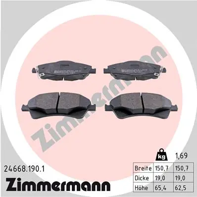 Sada brzdových destiček, kotoučová brzda ZIMMERMANN 24668.190.1
