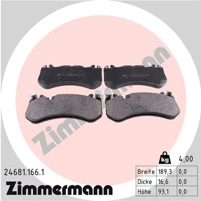 Sada brzdových destiček, kotoučová brzda ZIMMERMANN 24681.166.1