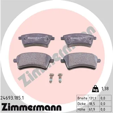 ZIMMERMANN Sada brzdových destiček, kotoučová brzda 246931851