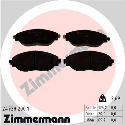 Sada brzdových destiček, kotoučová brzda ZIMMERMANN 24738.200.1