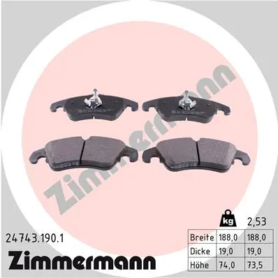 Sada brzdových destiček, kotoučová brzda ZIMMERMANN 24743.190.1