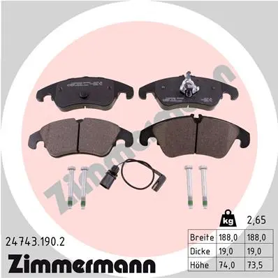 Sada brzdových destiček, kotoučová brzda ZIMMERMANN 24743.190.2