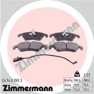 Sada brzdových destiček, kotoučová brzda ZIMMERMANN 24743.190.3