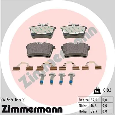 Sada brzdových destiček, kotoučová brzda ZIMMERMANN 24765.165.2