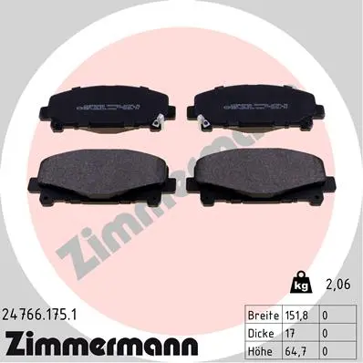 Sada brzdových destiček, kotoučová brzda ZIMMERMANN 24766.175.1