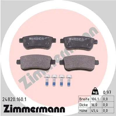 Sada brzdových destiček, kotoučová brzda ZIMMERMANN 24820.160.1