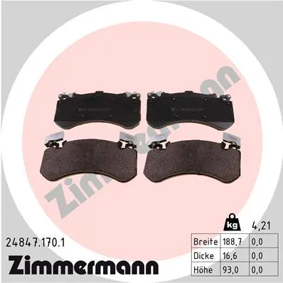 Sada brzdových destiček, kotoučová brzda ZIMMERMANN 24847.170.1