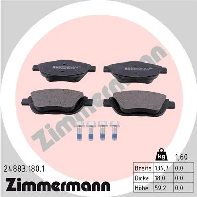 Sada brzdových destiček, kotoučová brzda ZIMMERMANN 24883.180.1