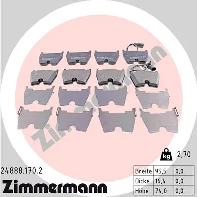 Sada brzdových destiček, kotoučová brzda ZIMMERMANN 24888.170.2