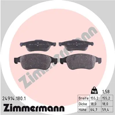 Sada brzdových destiček, kotoučová brzda ZIMMERMANN 24914.180.1