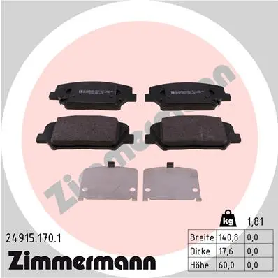 Sada brzdových destiček, kotoučová brzda ZIMMERMANN 24915.170.1