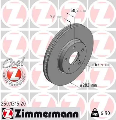 ZIMMERMANN Brzdový kotouč 250.1315.20