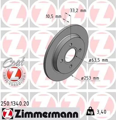 Brzdový kotouč ZIMMERMANN 250.1340.20
