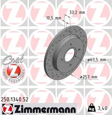 Brzdový kotouč ZIMMERMANN 250.1340.52