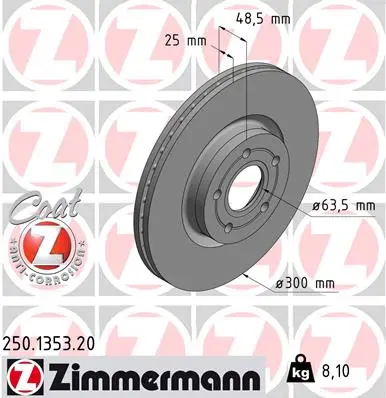 ZIMMERMANN Brzdový kotouč 250135320