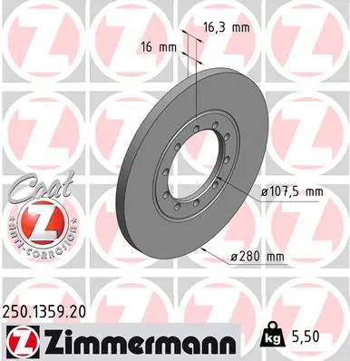 Brzdový kotouč ZIMMERMANN 250.1359.20