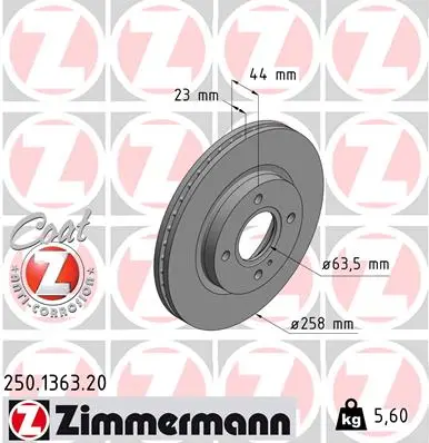 Brzdový kotouč ZIMMERMANN 250.1363.20