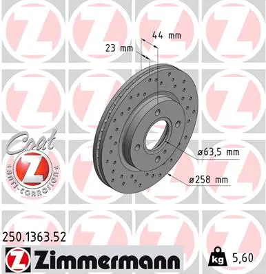 Brzdový kotouč ZIMMERMANN 250.1363.52