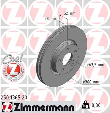 Brzdový kotouč ZIMMERMANN 250.1365.20