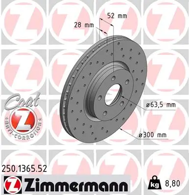 Brzdový kotouč ZIMMERMANN 250.1365.52