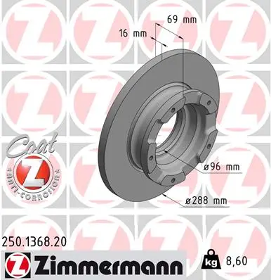 Brzdový kotouč ZIMMERMANN 250.1368.20