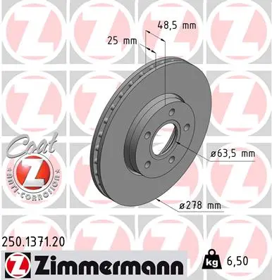 Brzdový kotouč ZIMMERMANN 250.1371.20