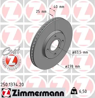 Brzdový kotouč ZIMMERMANN 250.1374.20