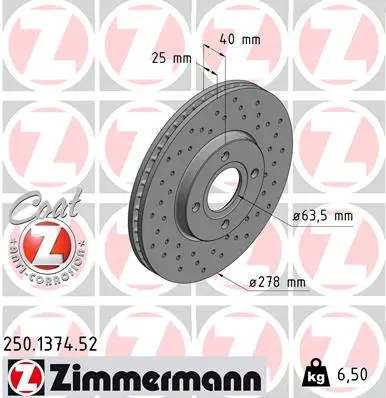 ZIMMERMANN Brzdový kotouč 250137452